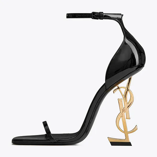 Dép Cao Gót Nữ Yves Saint Laurent YSL Opyum Sandals In Patent Leather 5576620NPKK1000 Màu Đen