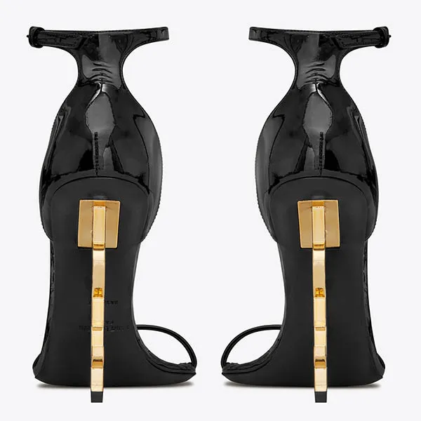 Dép Cao Gót Nữ Yves Saint Laurent YSL Opyum Sandals In Patent Leather 5576620NPKK1000 Màu Đen