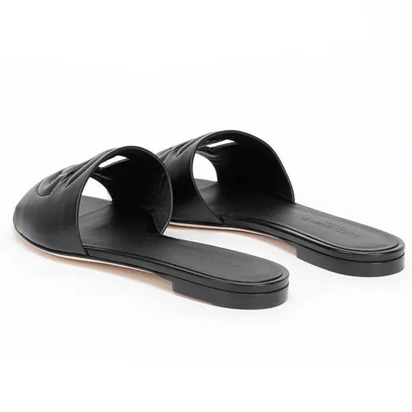 Dép Nữ Dolce & Gabbana D&G Bianca Leather Slides CQ0436AY32980999 Màu Đen