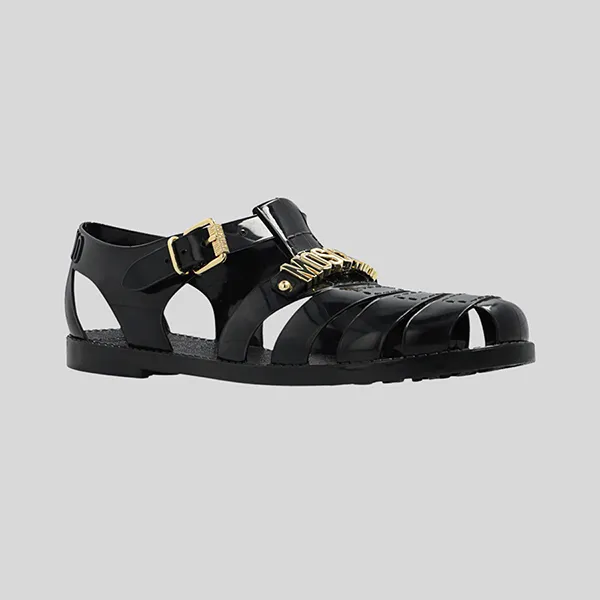 Dép Sandal Moschino Black Rubber With Logo MB16501G1G G20 000 Màu Đen - Dép - Vua Hàng Hiệu