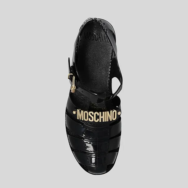 Dép Sandal Moschino Black Rubber With Logo MB16501G1G G20 000 Màu Đen - Dép - Vua Hàng Hiệu