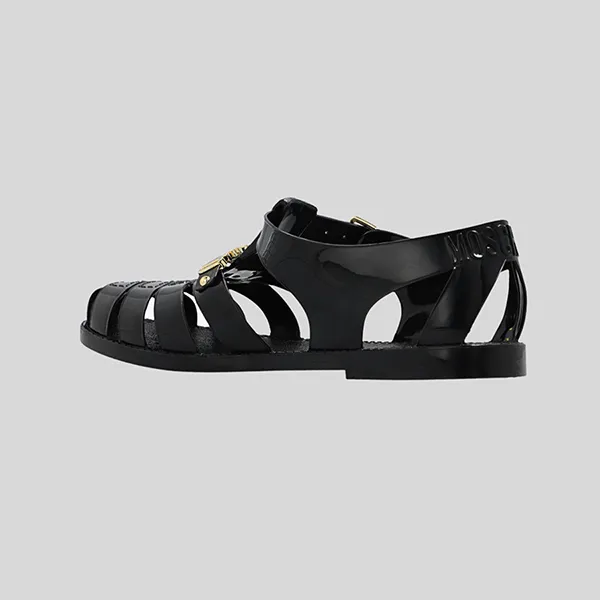 Dép Sandal Moschino Black Rubber With Logo MB16501G1G G20 000 Màu Đen - Dép - Vua Hàng Hiệu