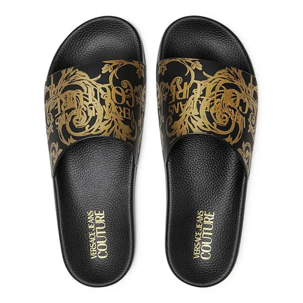 Dép Versace Jeans Couture Slide 74YA3SQ4 ZS365 G89 Màu Đen Vàng Size 42