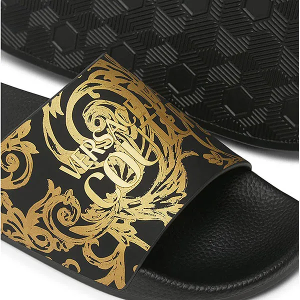 Dép Versace Jeans Couture Slide 74YA3SQ4 ZS365 G89 Màu Đen Vàng Size 42
