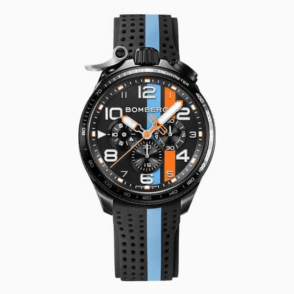 Đồng Hồ Nam Bomberg Bolt-68 Racing Light Blue Stripe BS45CHPBA.059-6.10 - 45mm Màu Đen