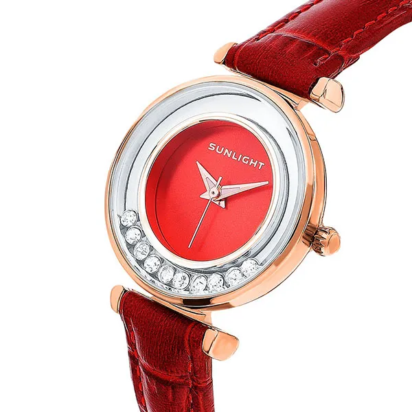 Đồng Hồ Nữ Sunlight Watches For Women Exclusively 98559 Màu Đỏ Bạc