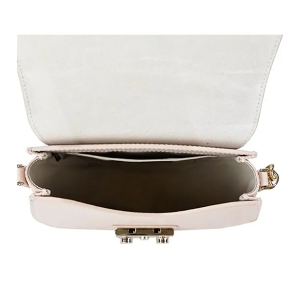 Túi Đeo Chéo Furla Metropolis Lychee Buckle Saddle Bag Rice Pergamena Màu Nude - Túi xách - Vua Hàng Hiệu