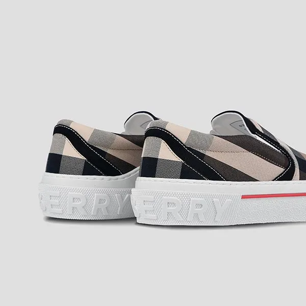Giày Slip On Burberry Exaggerated Check Birch Brown White 8056762 A8894 Phối Màu Size 40