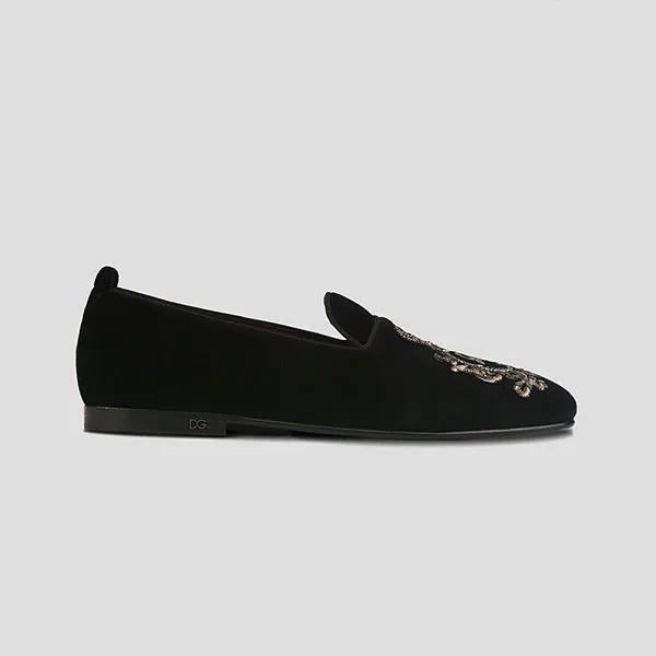 Giày Slip On Nam Dolce & Gabbana D&G DG Logo Embroidered A50312 AU442 8S241 Màu Đen
