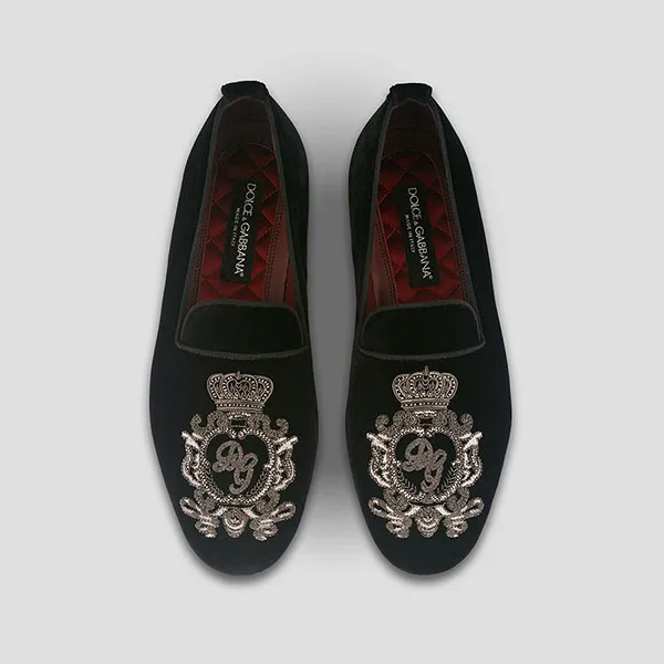 Giày Slip On Nam Dolce & Gabbana D&G DG Logo Embroidered A50312 AU442 8S241 Màu Đen