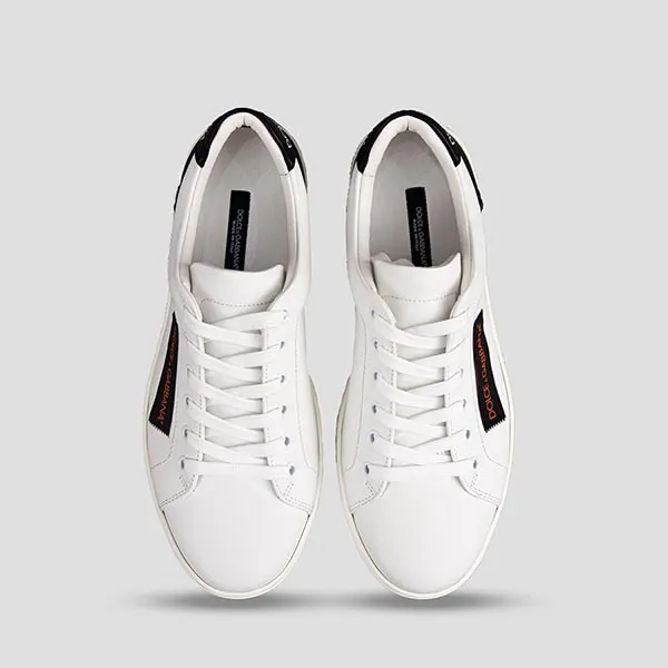 Giày Sneakers Dolce & Gabbana D&G Logo Patch Leather White CS1640 Màu Trắng