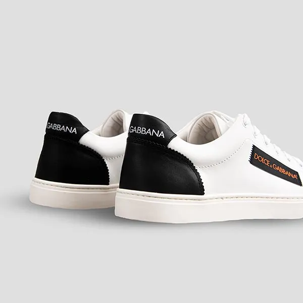 Giày Sneakers Dolce & Gabbana D&G Logo Patch Leather White CS1640 Màu Trắng