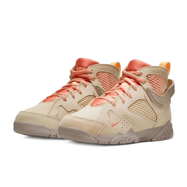Giày Thể Thao Trẻ Em Nike Air Jordan 7 Retro PS x Bephie's Beauty Supply Sanddrift DR1484-168 Màu Be Hồng Size 17
