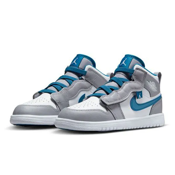 Giày Thể Thao Trẻ Em Nike PS Air Jordan 1 Mid AR6351-014 Màu Xanh Trắng Size 16.5 - 1