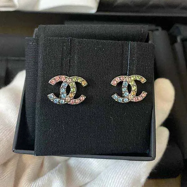 Khuyên Tai Chanel Logo Phối Màu