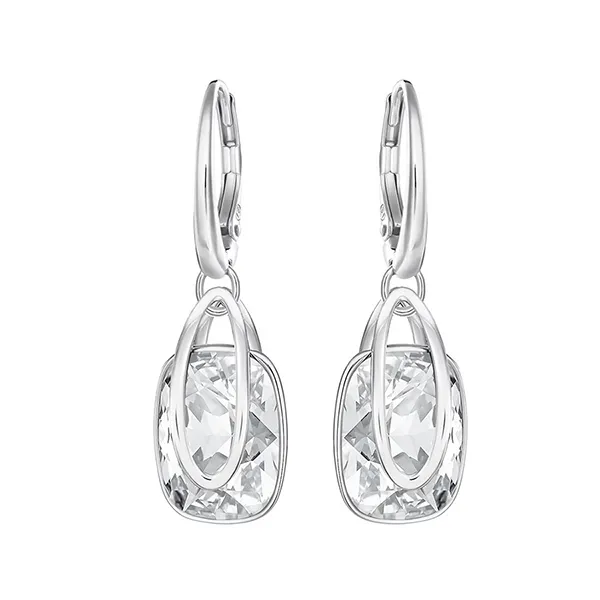 Khuyên Tai Swarovski Holding Drop Earringswhite, Rhodium Plated 5528487 Màu Bạc