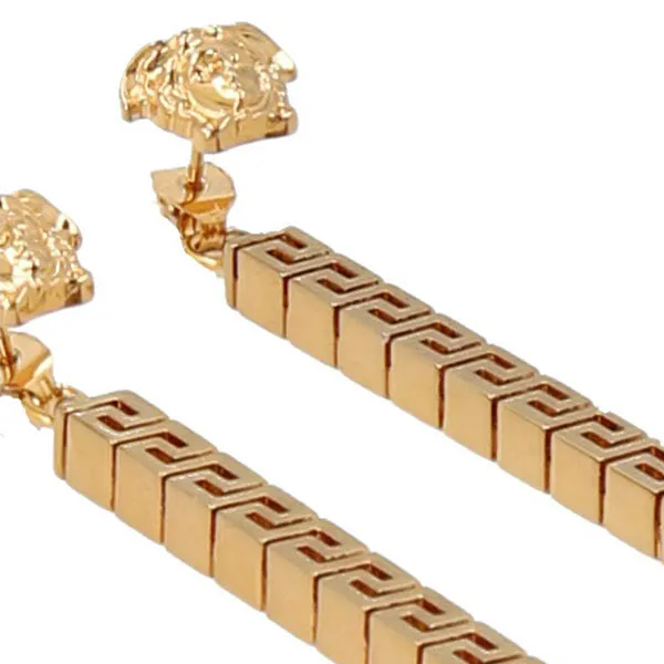 Khuyên Tai Versace Greca Medusa Linear Drop Earrings 10008671A006203J000 Màu Vàng Gold - Trang sức - Vua Hàng Hiệu