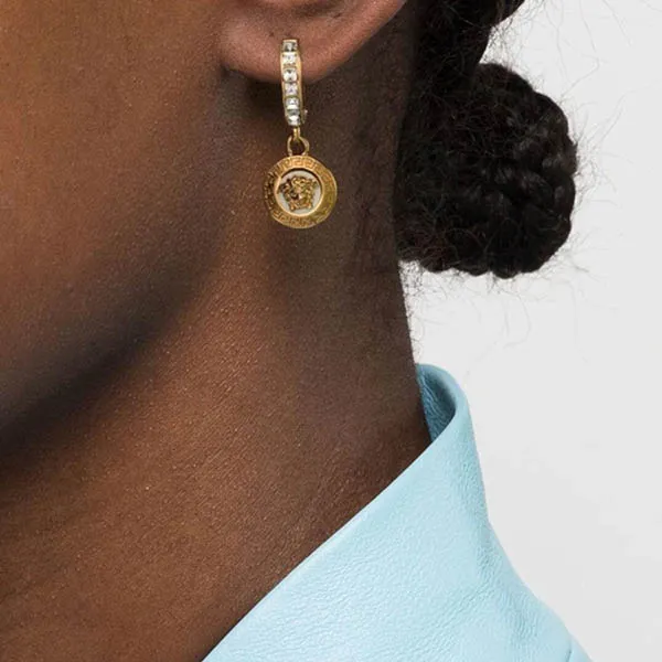 Khuyên Tai Versace Hoop Earrings With Medusa Embellishment 10061241A041954J040 Màu Vàng Gold