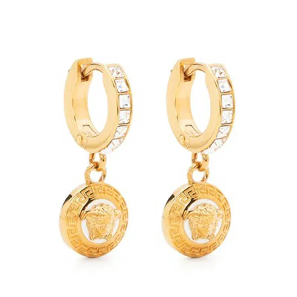 Khuyên Tai Versace Hoop Earrings With Medusa Embellishment 10061241A041954J040 Màu Vàng Gold