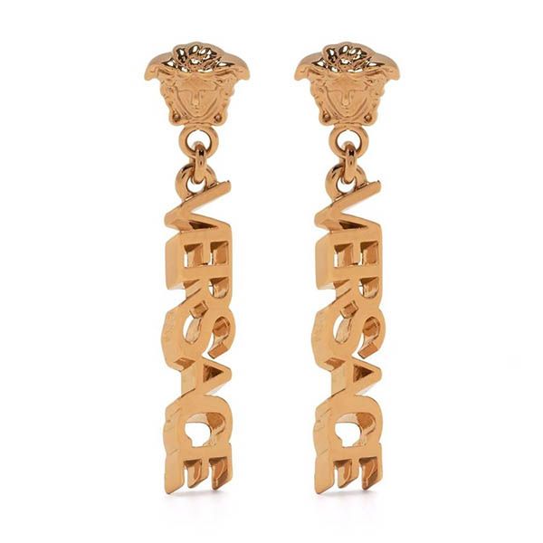 Khuyên Tai Versace Logo Drop Earrings 10022731A006203J000 Màu Vàng Gold - 4