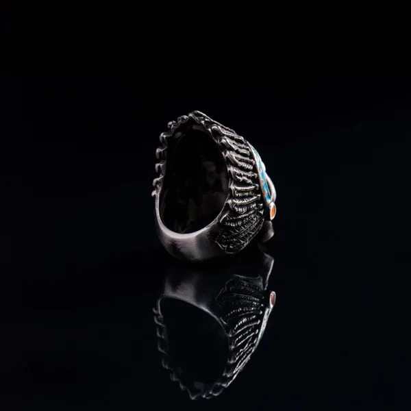 Nhẫn Bomberg Indian Ring Silver, Red & Blue RING.SS.05-62.6 Phối Màu