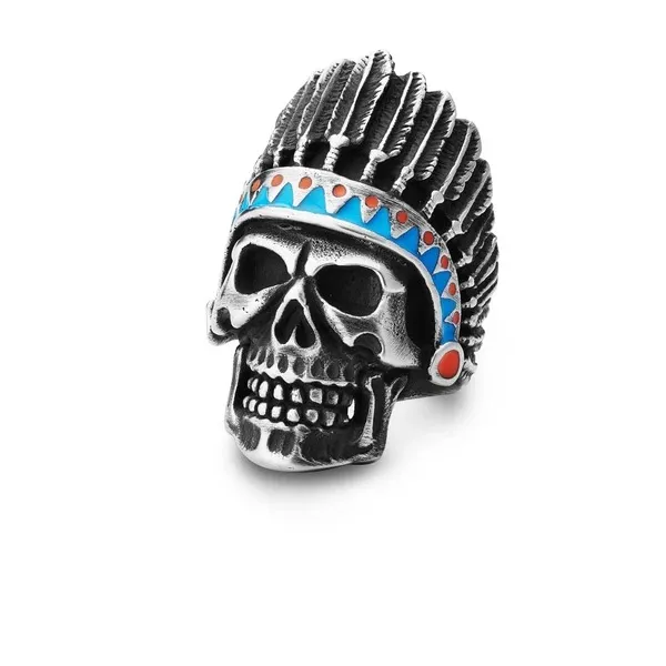 Nhẫn Bomberg Indian Ring Silver, Red & Blue RING.SS.05-62.6 Phối Màu
