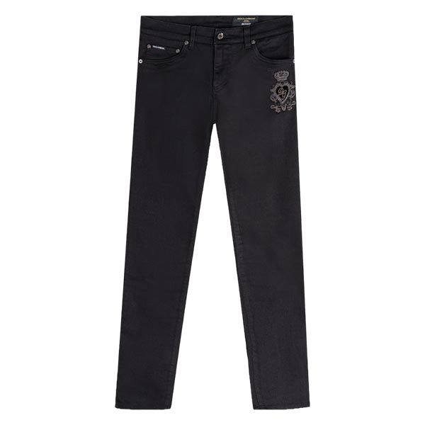 Quần Jeans Nam Dolce & Gabbana D&G Logo Embroidered Skinny GY07LZ G8AZ8 S9001 Màu Đen - 1