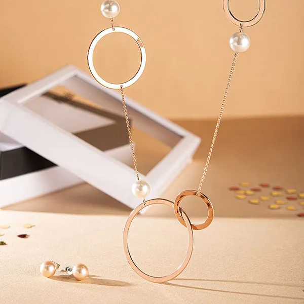 Set Dây Chuyền + Khuyên Tai Misaki Monaco Long Rose Rhythm Gold Box Màu Vàng Hồng - Trang sức - Vua Hàng Hiệu