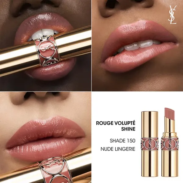 Son Yves Saint Laurent YSL Rouge Volupté Shine 150 Nude Lingerie Màu Nude Ấm - Son Môi - Vua Hàng Hiệu
