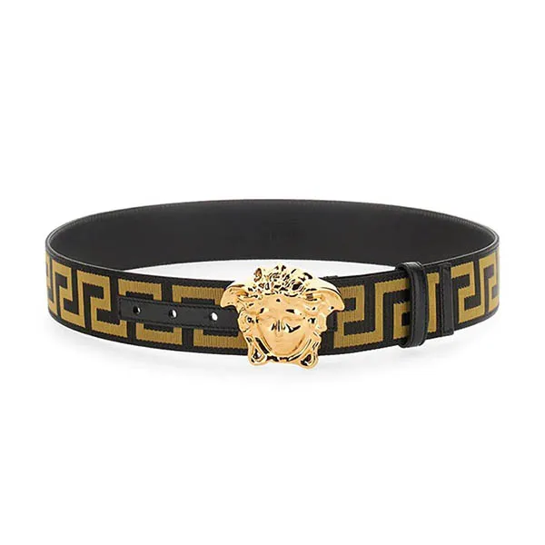 Thắt Lưng Versace Medusa Head Greca Pattern Leather Belt DCU8061DNAS622B15V Màu Vàng Đen Size 85