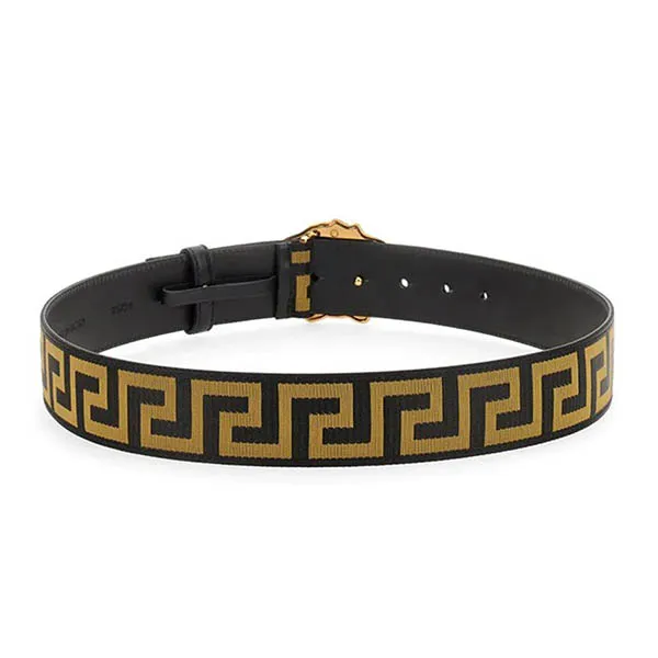 Thắt Lưng Versace Medusa Head Greca Pattern Leather Belt DCU8061DNAS622B15V Màu Vàng Đen Size 85