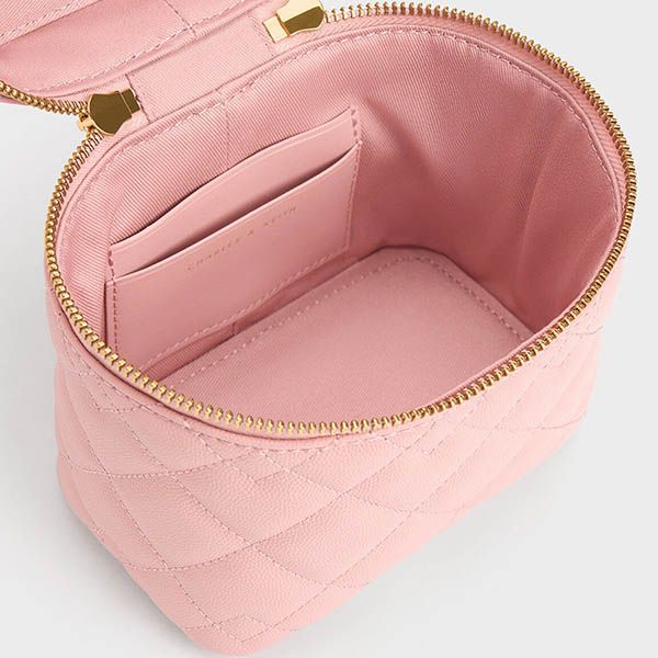 Túi Đeo Chéo Nữ Charles & Keith CNK Nezu Quilted Boxy Bag Light Pink CK2-80271114 Màu Hồng - 4