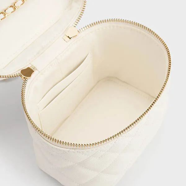 Túi Đeo Chéo Nữ Charles & Keith CNK Nezu Quilted Boxy Bag White 80271114 Màu Trắng