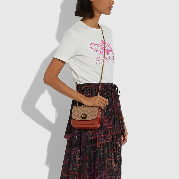 Túi Đeo Chéo Coach Madison Shoulder Bag 16 In Signature Canvas C0829 Màu Nâu