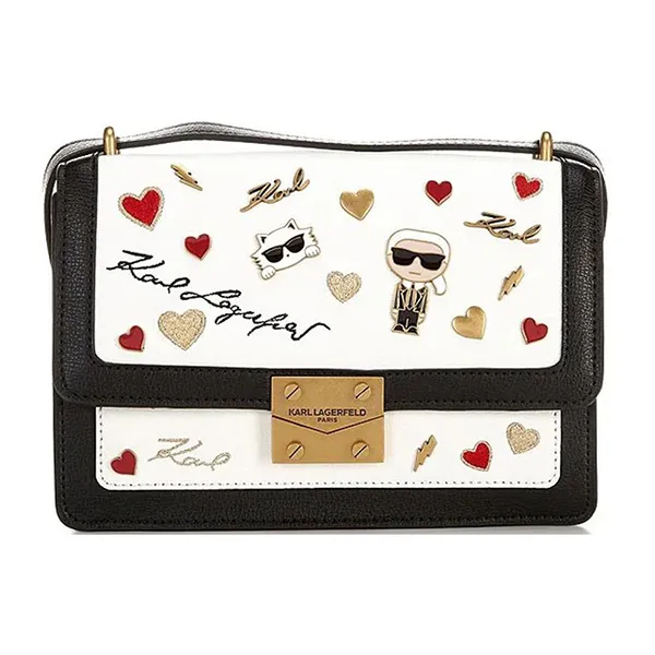 Túi Đeo Chéo Karl Lagerfeld Corinne Leather Logo Shoulder Bag Màu Đen