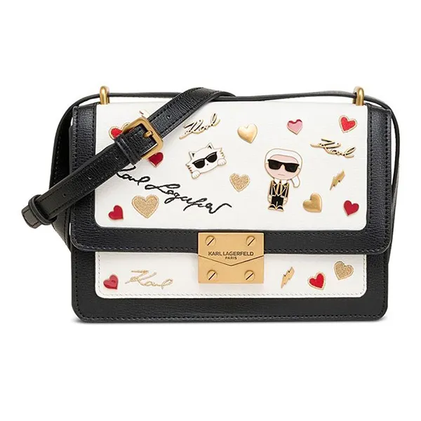 Túi Đeo Chéo Karl Lagerfeld Corinne Leather Logo Shoulder Bag Màu Đen
