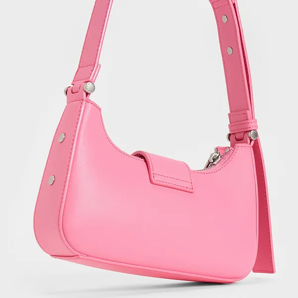 Túi Đeo Vai Nữ Charles & Keith CNK Metallic Accent Belted Bag - Pink 40271113 Màu Hồng