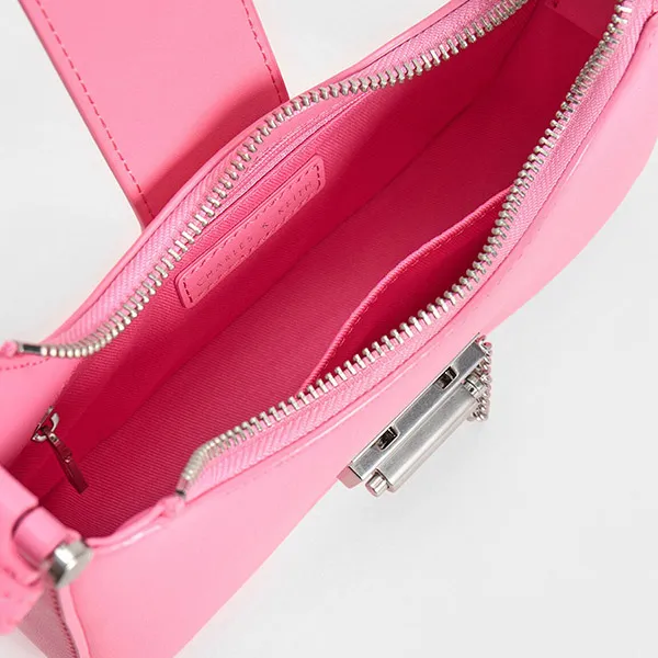Túi Đeo Vai Nữ Charles & Keith CNK Metallic Accent Belted Bag - Pink 40271113 Màu Hồng