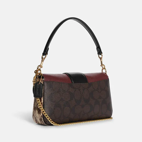 Túi Đeo Vai Nữ Coach Grace Mini Shoulder Bag In Signature Canvas CC066 Màu Nâu Đỏ