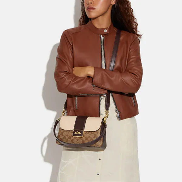Túi Đeo Vai Nữ Coach Grace Shoulder Bag In Signature Canvas CC033 Ivory Multi Màu Nâu Trắng - Túi xách - Vua Hàng Hiệu