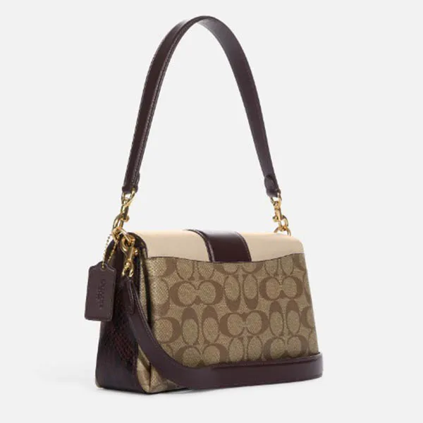 Túi Đeo Vai Nữ Coach Grace Shoulder Bag In Signature Canvas CC033 Ivory Multi Màu Nâu Trắng - Túi xách - Vua Hàng Hiệu