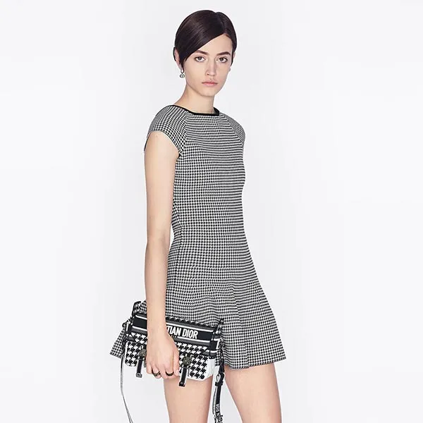 Túi Đeo Vai Dior Small Diorcamp Bag Black And White Houndstooth Technical Mesh M1243BMQB_M911 Màu Đen Trắng - Túi xách - Vua Hàng Hiệu