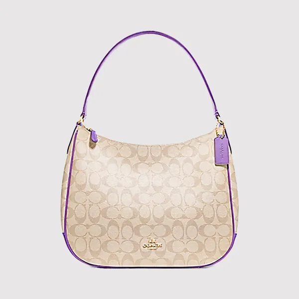 Túi Xách Coach Signature Canvas Leather Zip F29209 Màu Nâu Trắng