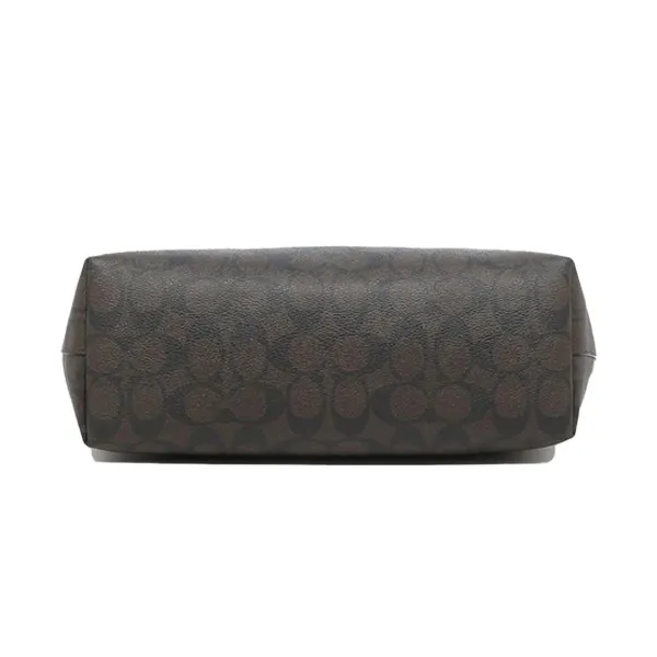 Túi Coach Zip Top Toe In Signature Canvas 4455 Màu Nâu Đen
