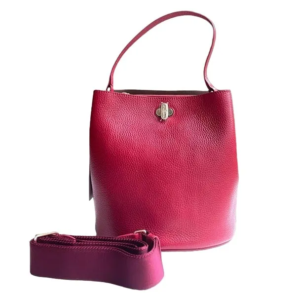 Túi Xách Furla Logo Leather Bucket Bag Màu Đỏ - Túi xách - Vua Hàng Hiệu