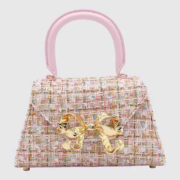 Túi Xách Self-Portrait Pink Canvas Crossbody Bag RS23301MUPINK Màu Hồng Vàng
