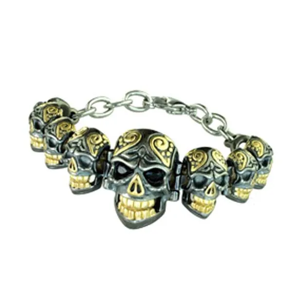 Vòng Đeo Tay Bomberg Skully Bracelet Gold & Black Steel JW-BRCLT-SP.M35.6 Màu Đen Vàng