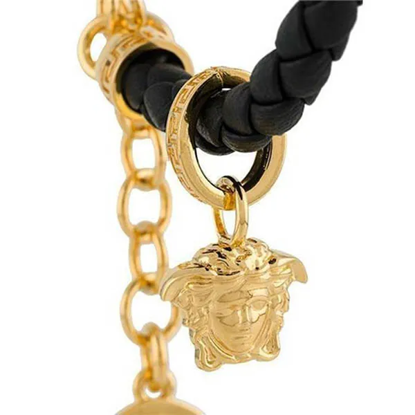 Vòng Đeo Tay Versace Medusa Woven Bracelet DG0G353DMTN6D41OH Màu Đen Vàng - Trang sức - Vua Hàng Hiệu