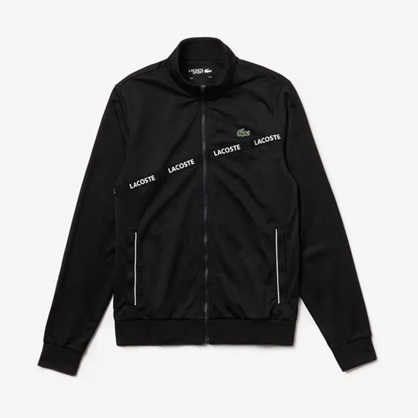 Áo Khoác Nam Lacoste Sport Signature Band Zip Sweatshirt Black SH8651 Màu Đen Size S