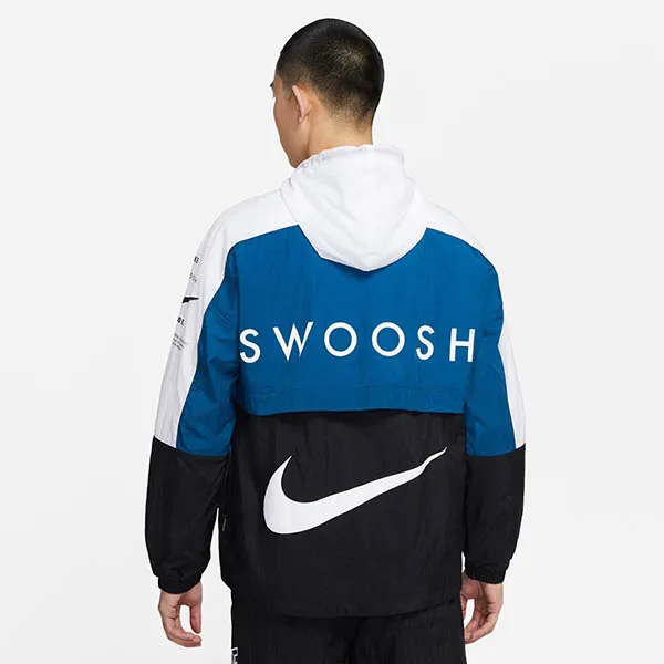 Áo Khoác Nike Printed Swoosh Jacket Màu Đen Phối Trắng Xanh Size XL - Thời trang - Vua Hàng Hiệu